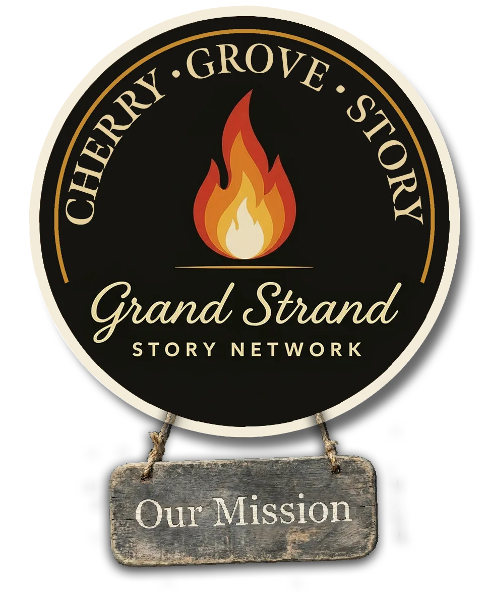 Grand Strand Story Network logo with Our Mission sign